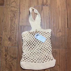 Handmade By Ann Domingos | Reusable Cotton Tote Crocheted | Cream